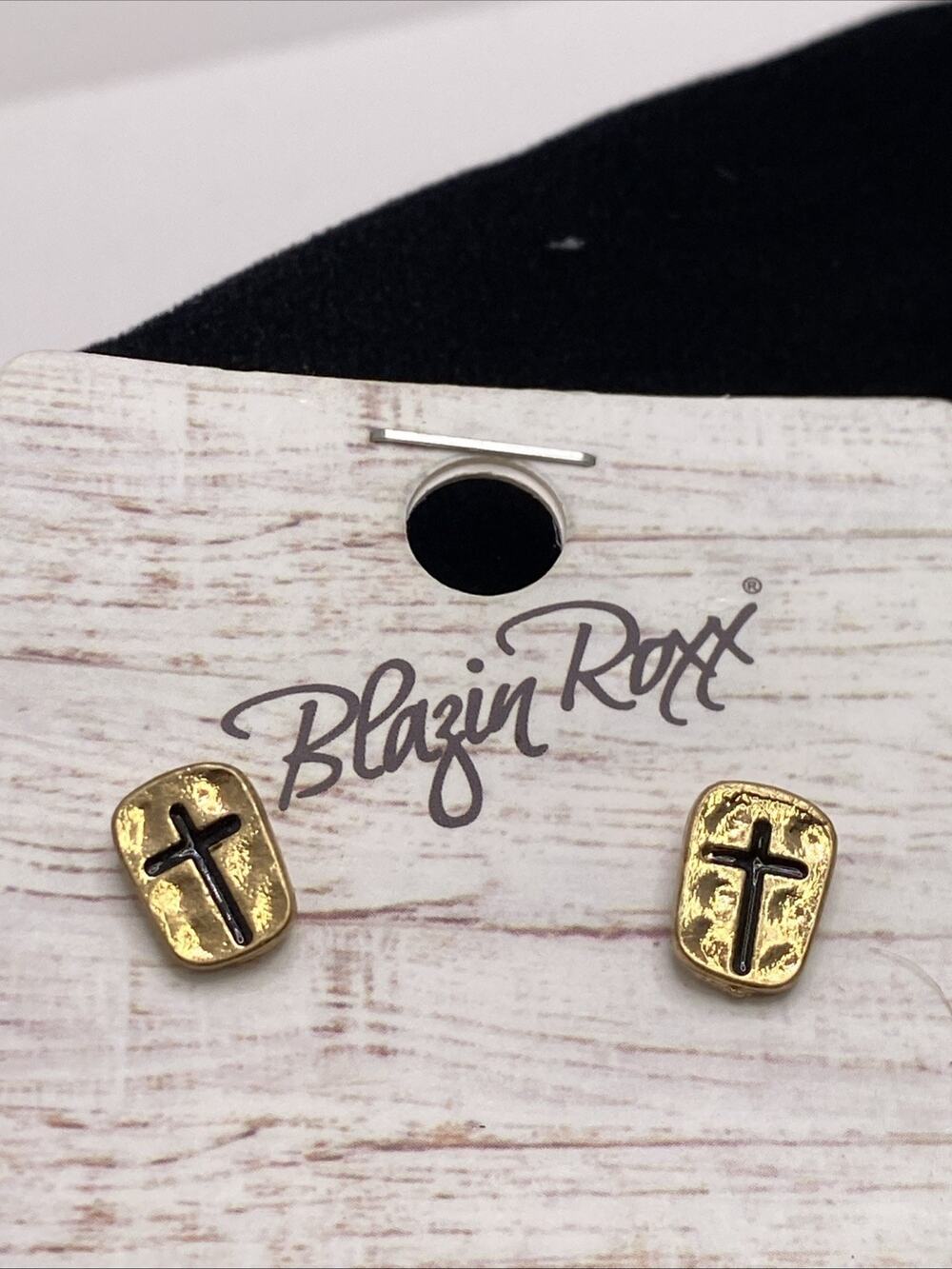 Womens Christian Cross Gold Tone Earrings